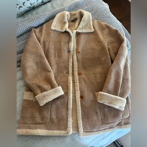 Marco Gianotti Tan Shearling Coat with Cream Accents